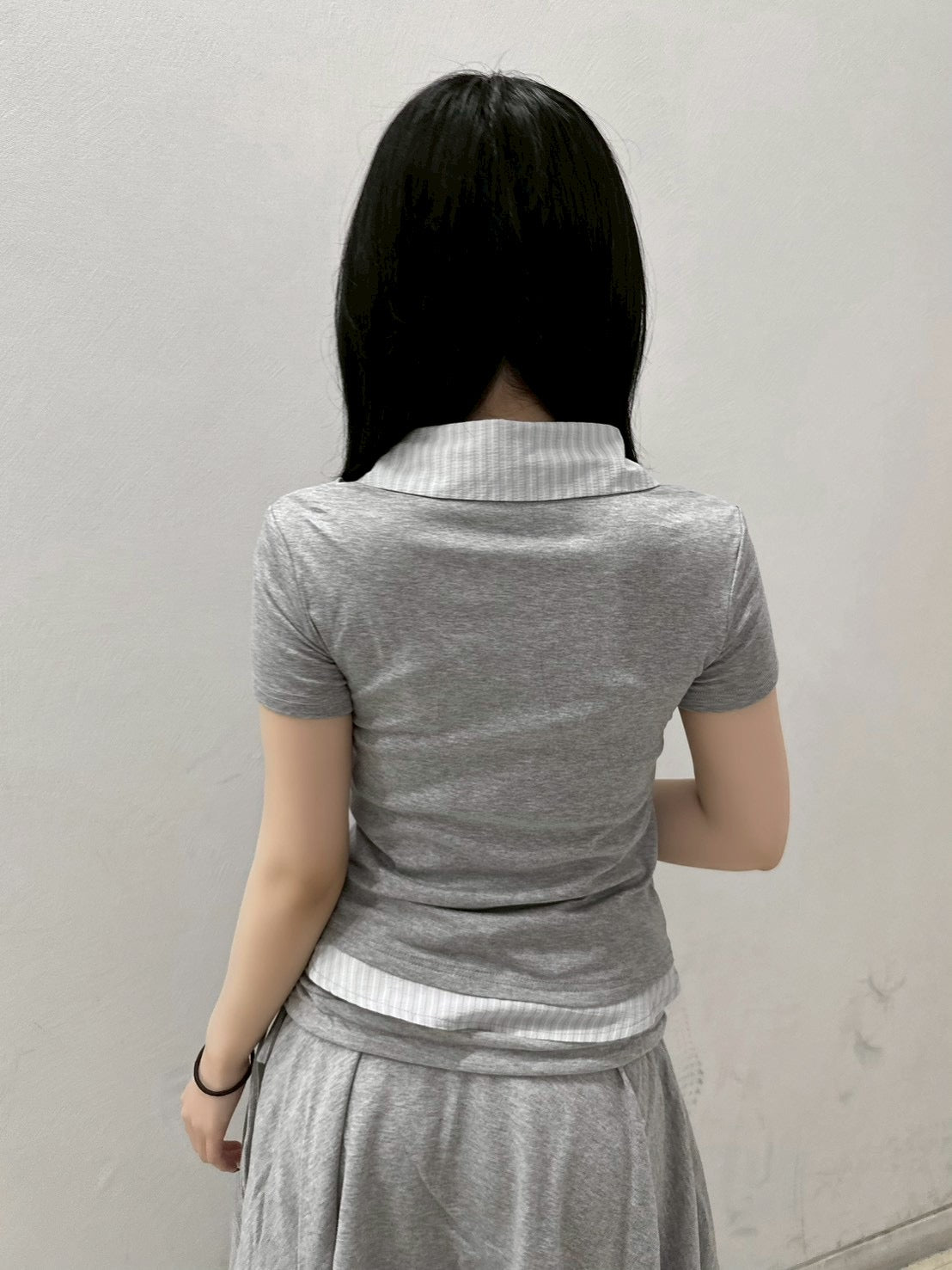 7/10 20:00発売 受注制【nmtc+】Layered Draped Shirring Shirt Top (2color)