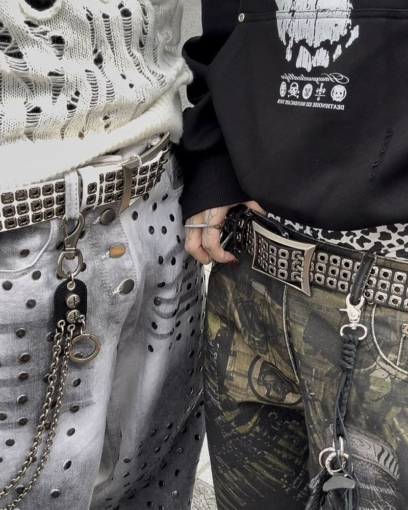 国際配送【Never mind the XU】Rivet eyelet biker belt
