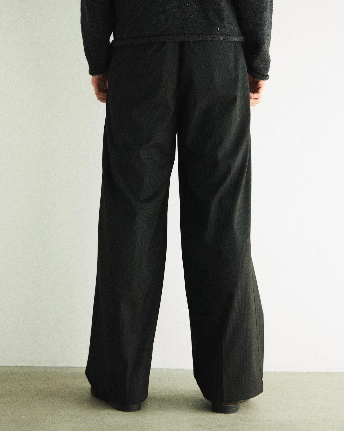 【CS】stripe cross tuck drape slacks