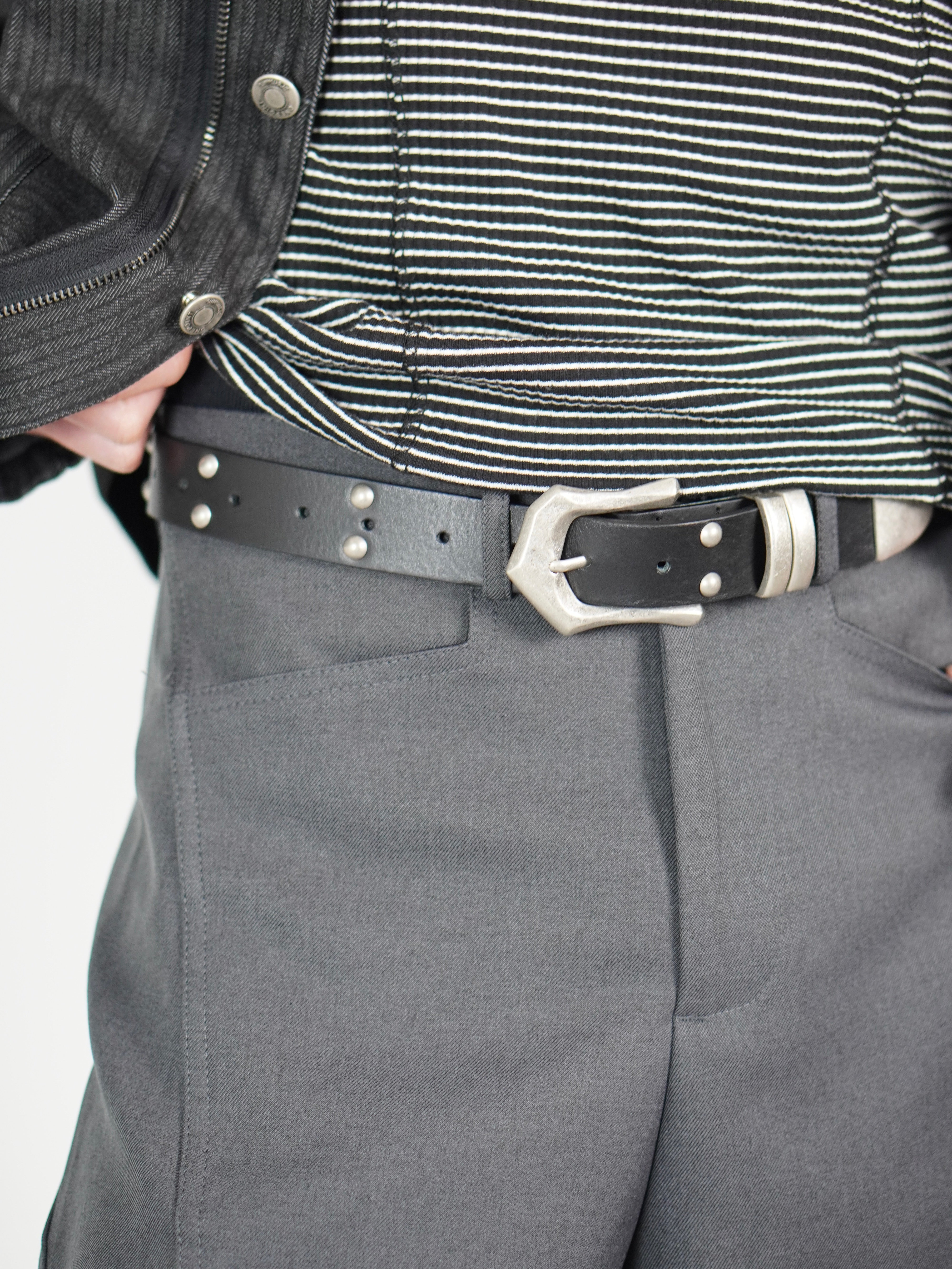 受注制【Chikashitsu +】Curve line wide pants (3color)