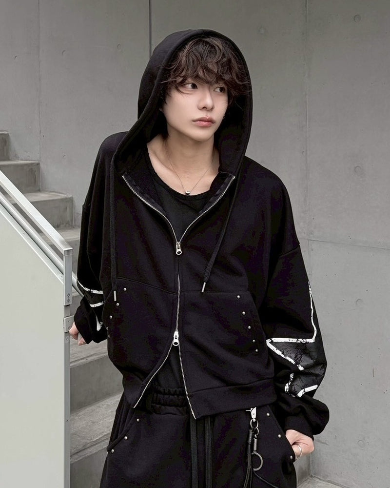 受注制【LUV CODE】star rivet zip up hoodie (2color)
