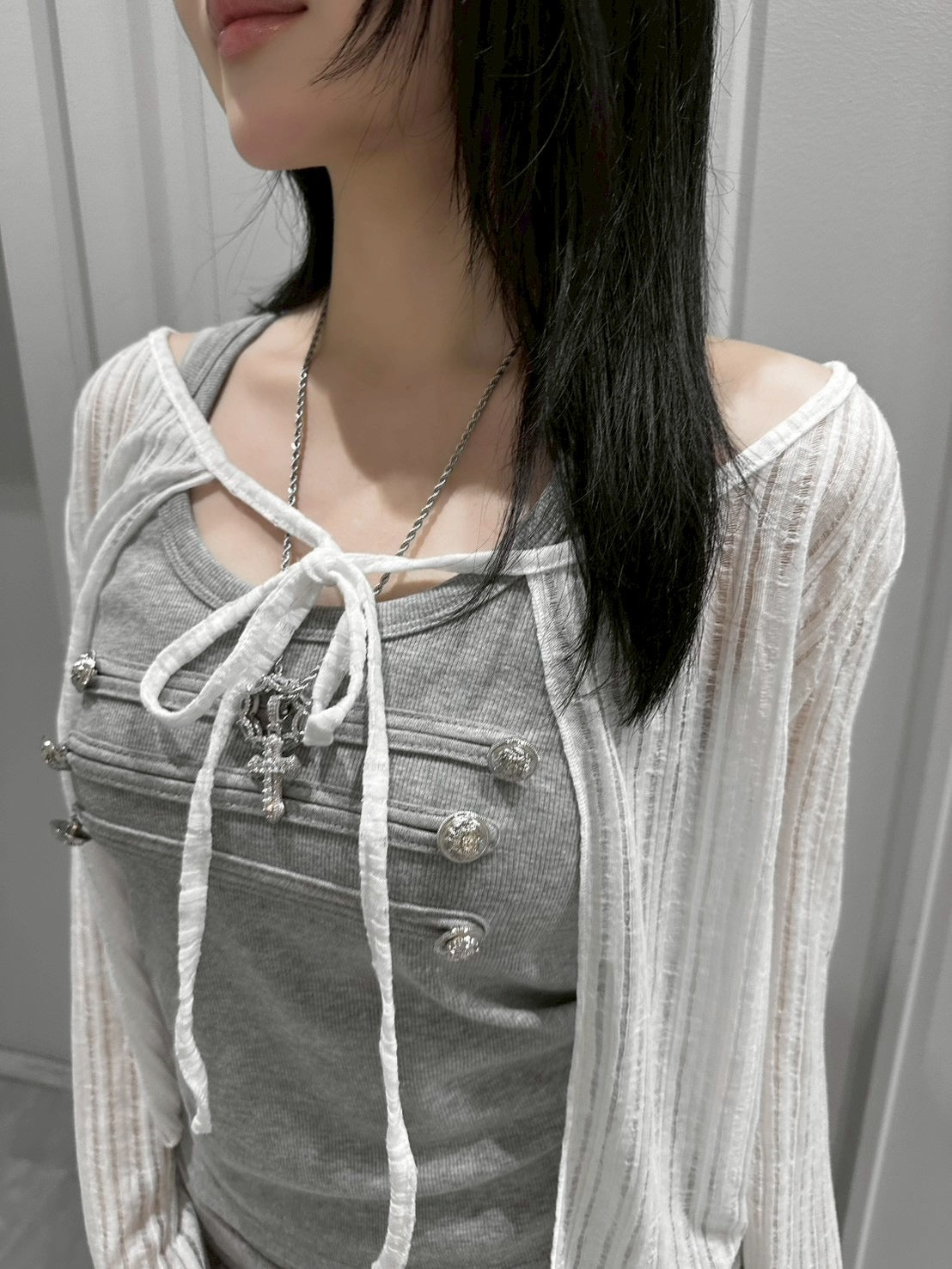 受注制【nmtc+】Sheer Bolero Cardigan (3color)