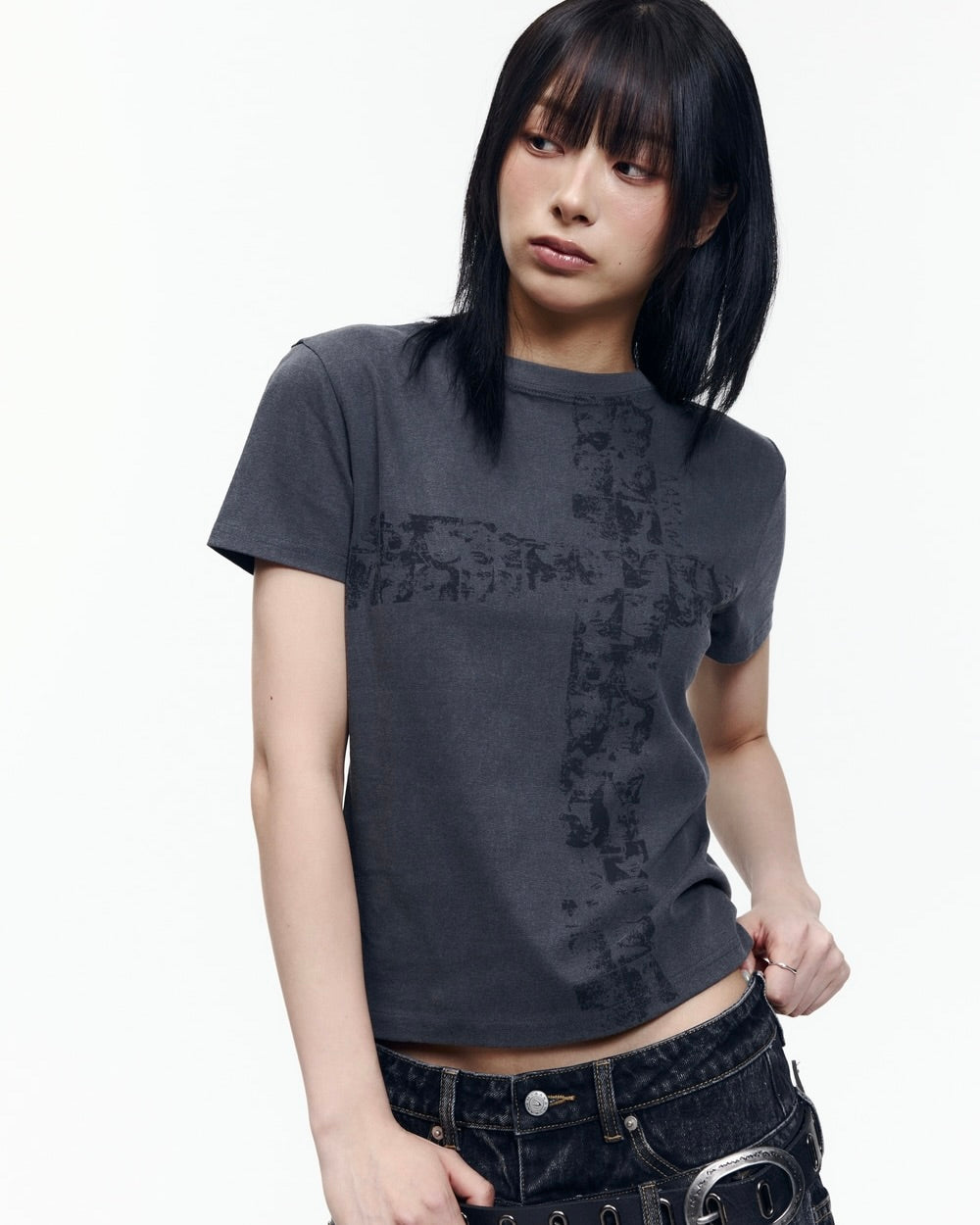 【AAKAM】Mosaic Cross Half Top