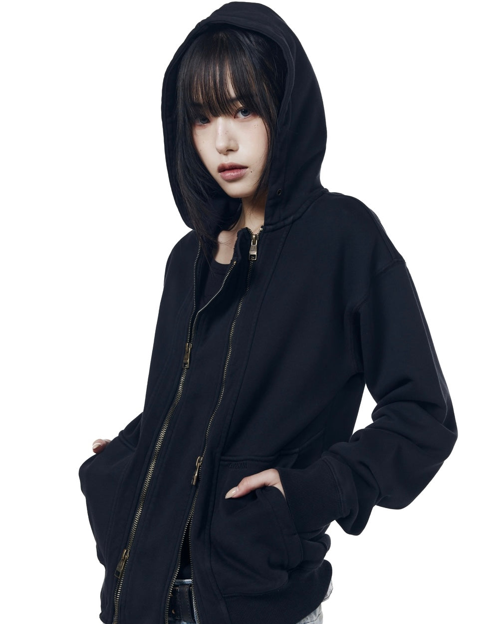 【AAKAM】Double Zippered Zip-Up Hoodie