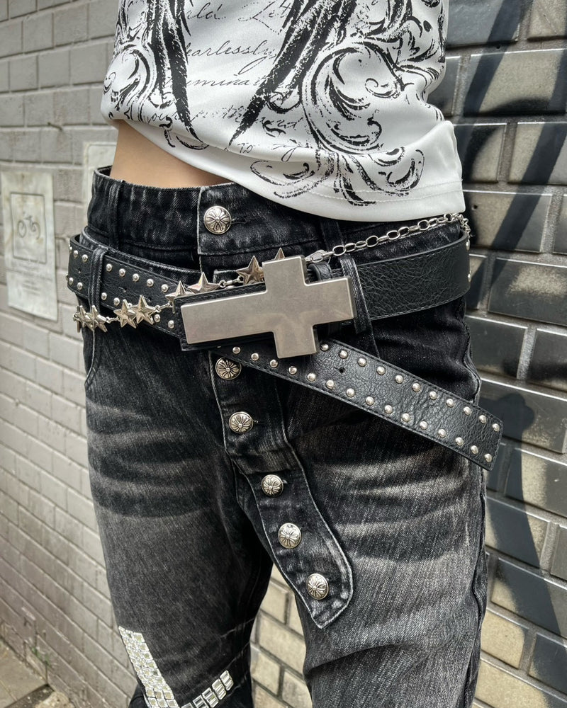 国際配送【BABY09】cross studs belt