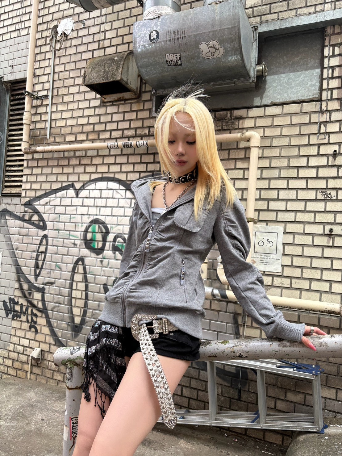 国際配送【BABY09】 Riot Shirring Zip Hoodie