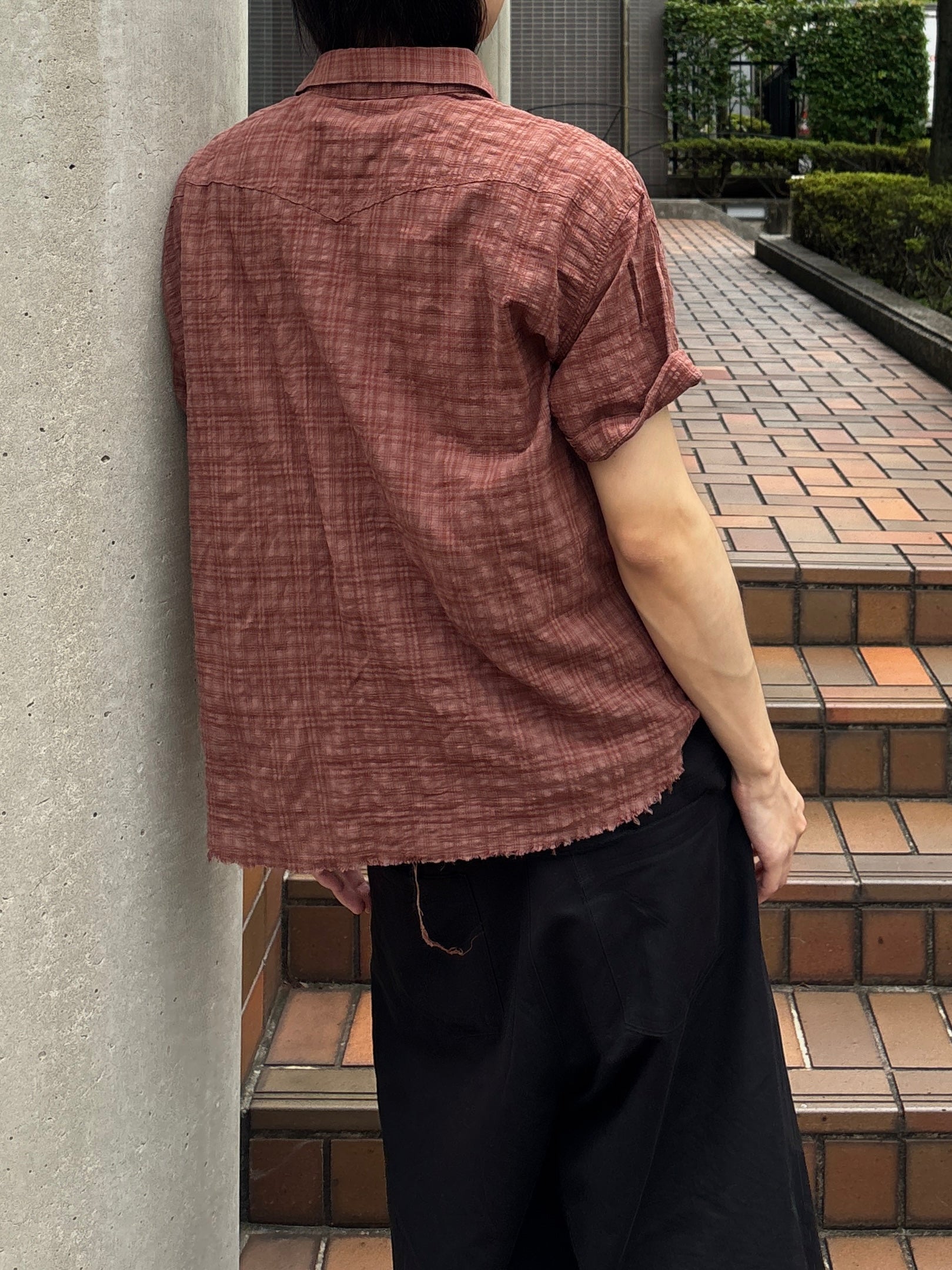 受注制【youll】Cut off half sleeve check shirt (3color)