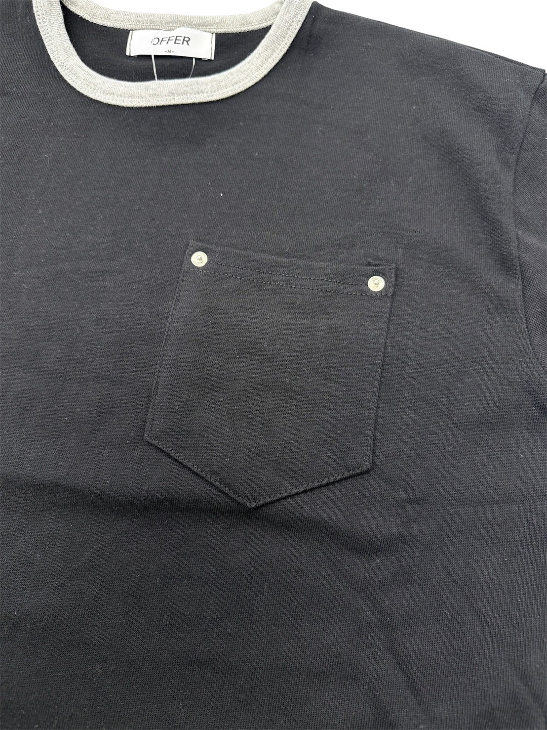7/4 20:00発売 受注制【nmtc+】Washed Rivet Pocket Crop Slim Fit Tee (2color)