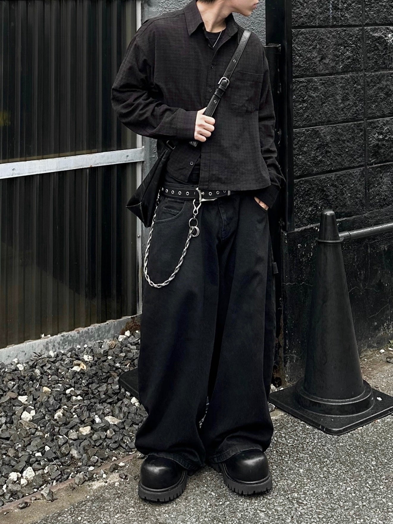 大阪店WEB限定受注制【Chikashitsu +】urban cropped check shirt