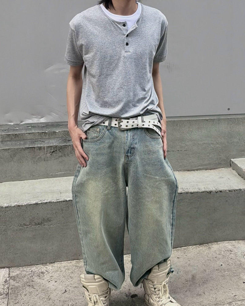 受注制【nmtc+】Cool Layered Henley Neck Tee (2color)