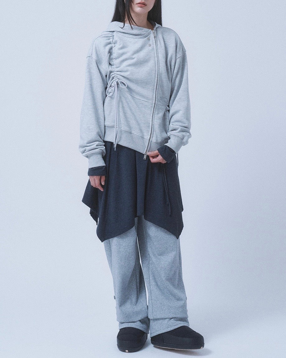 【TUOMIO】SHIRRING WAFFLE HOOD ZIP-UP