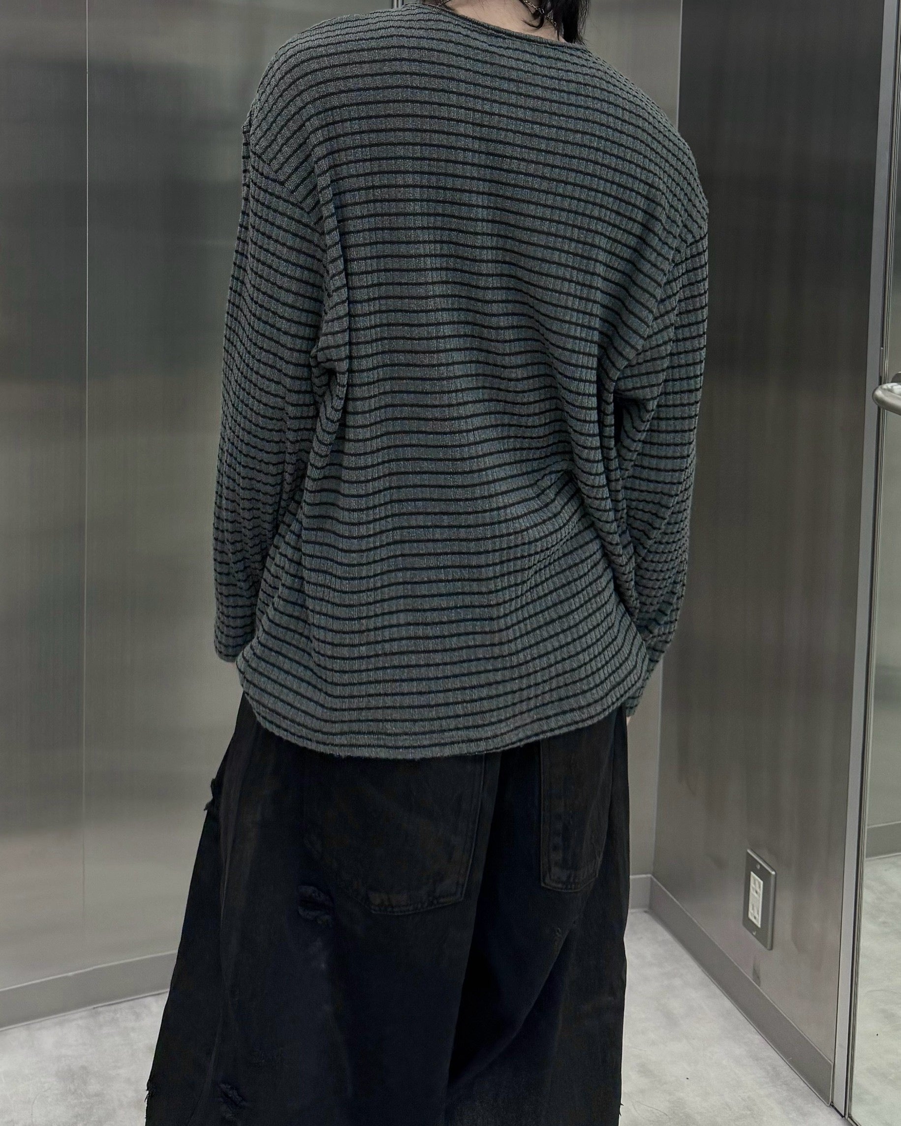 受注制【nmtc+】diagonal button border long sleeve (2color)
