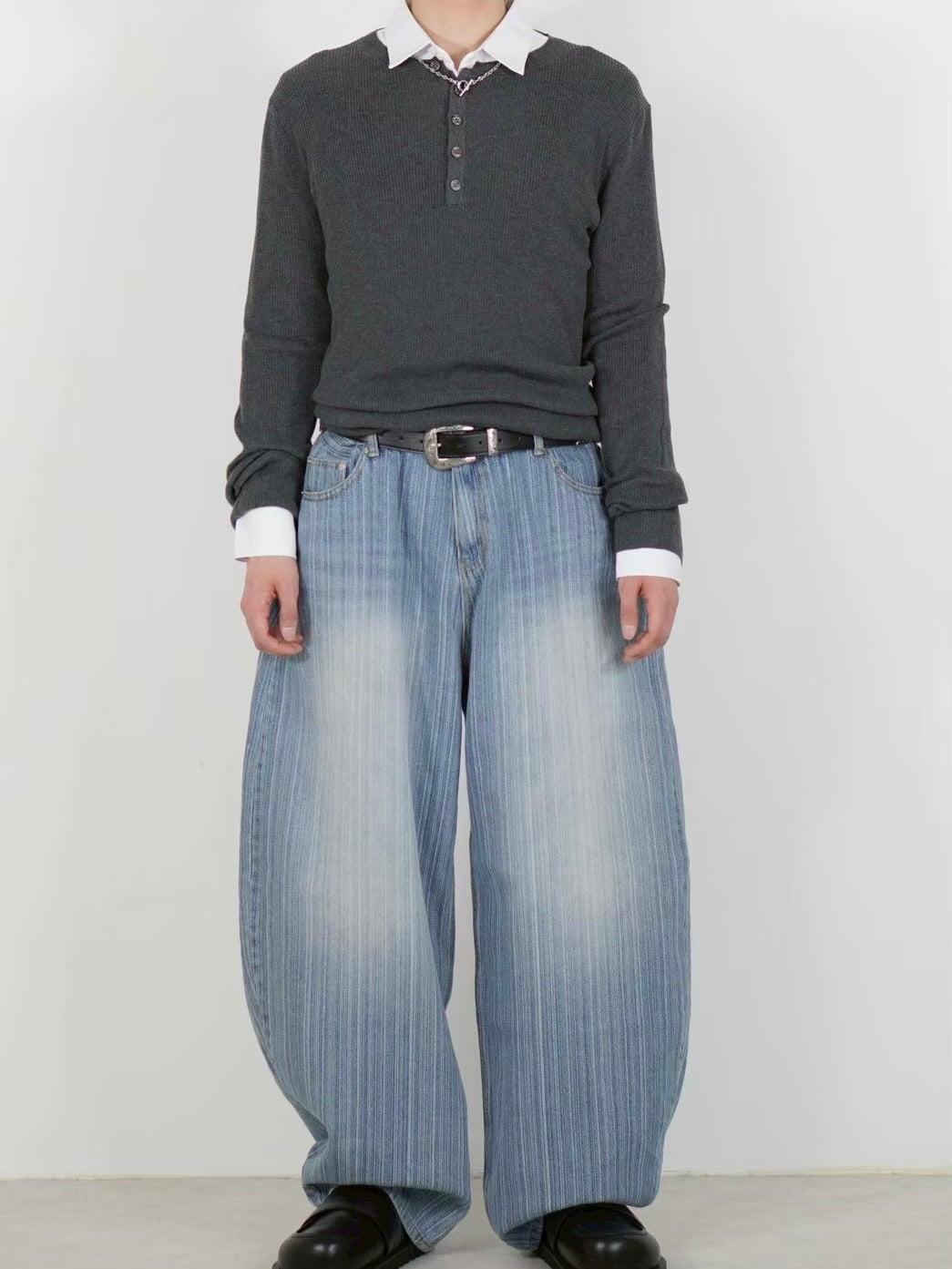 【Chikashitsu +】henley neck long sleeve knit (4color)