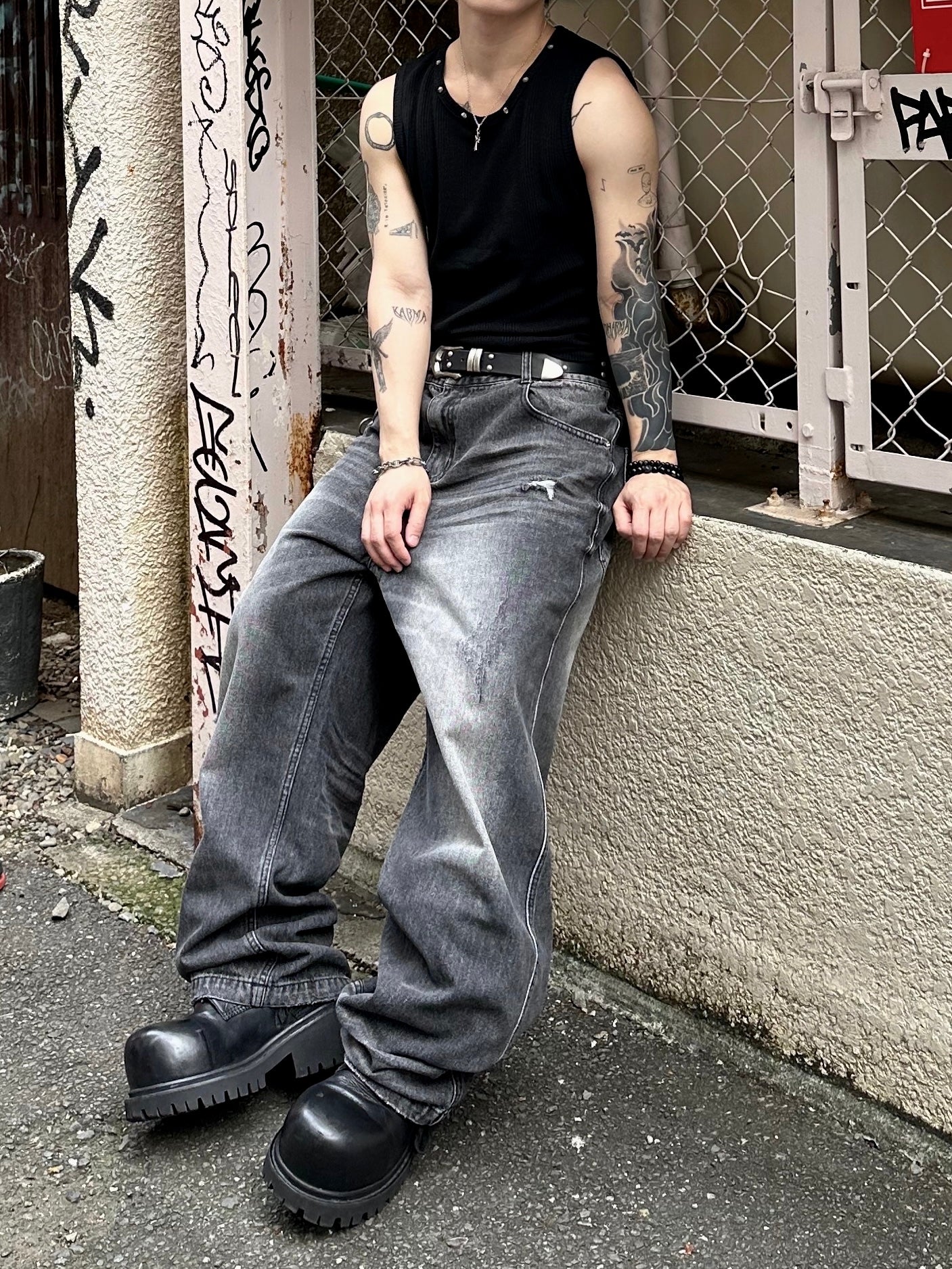 大阪店WEB限定受注制【Chikashitsu +】neck studs tank (3color)