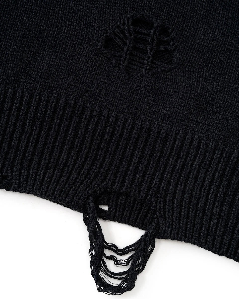 【SUPPLIER】Distressed Tribal Bones Crew Knit