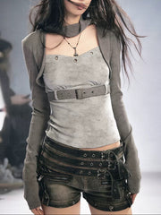 【Cest Nous】Gray Cowl Neck 
Top