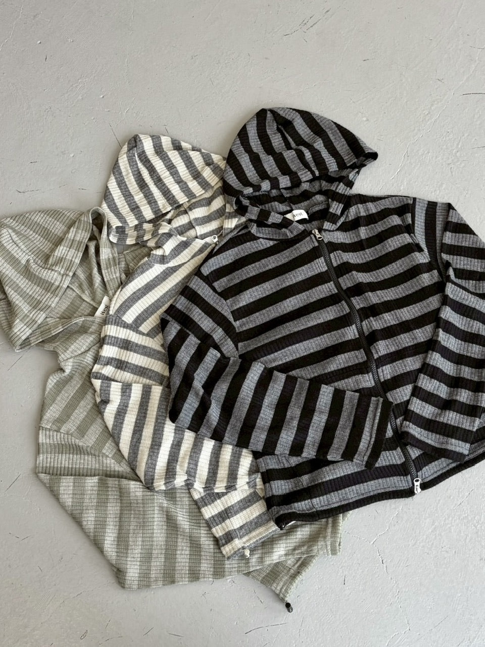 受注制【LUV CODE】stripe zip hoodie 2 (3color)