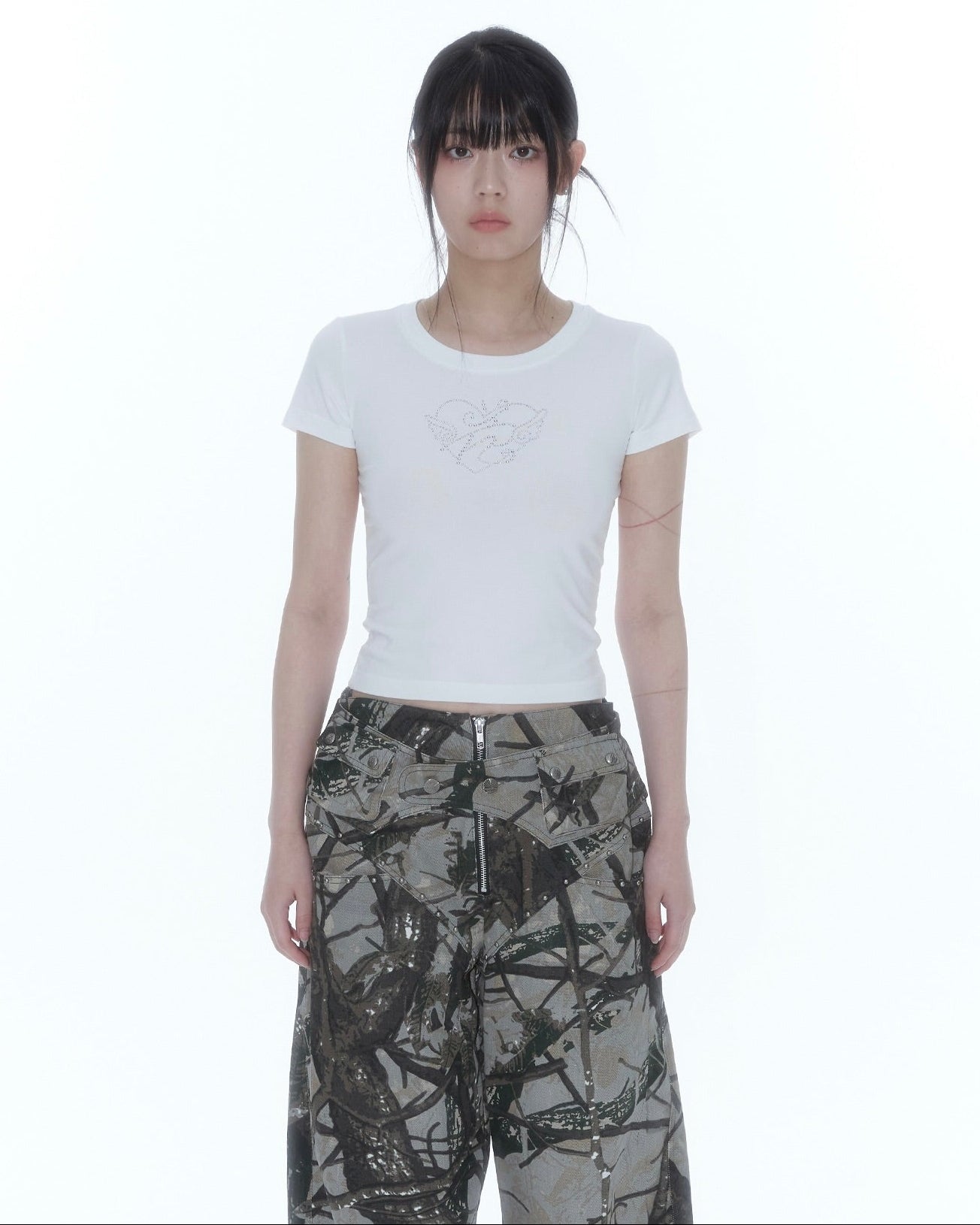 【Kashiko】Flower Heart Baby Tee