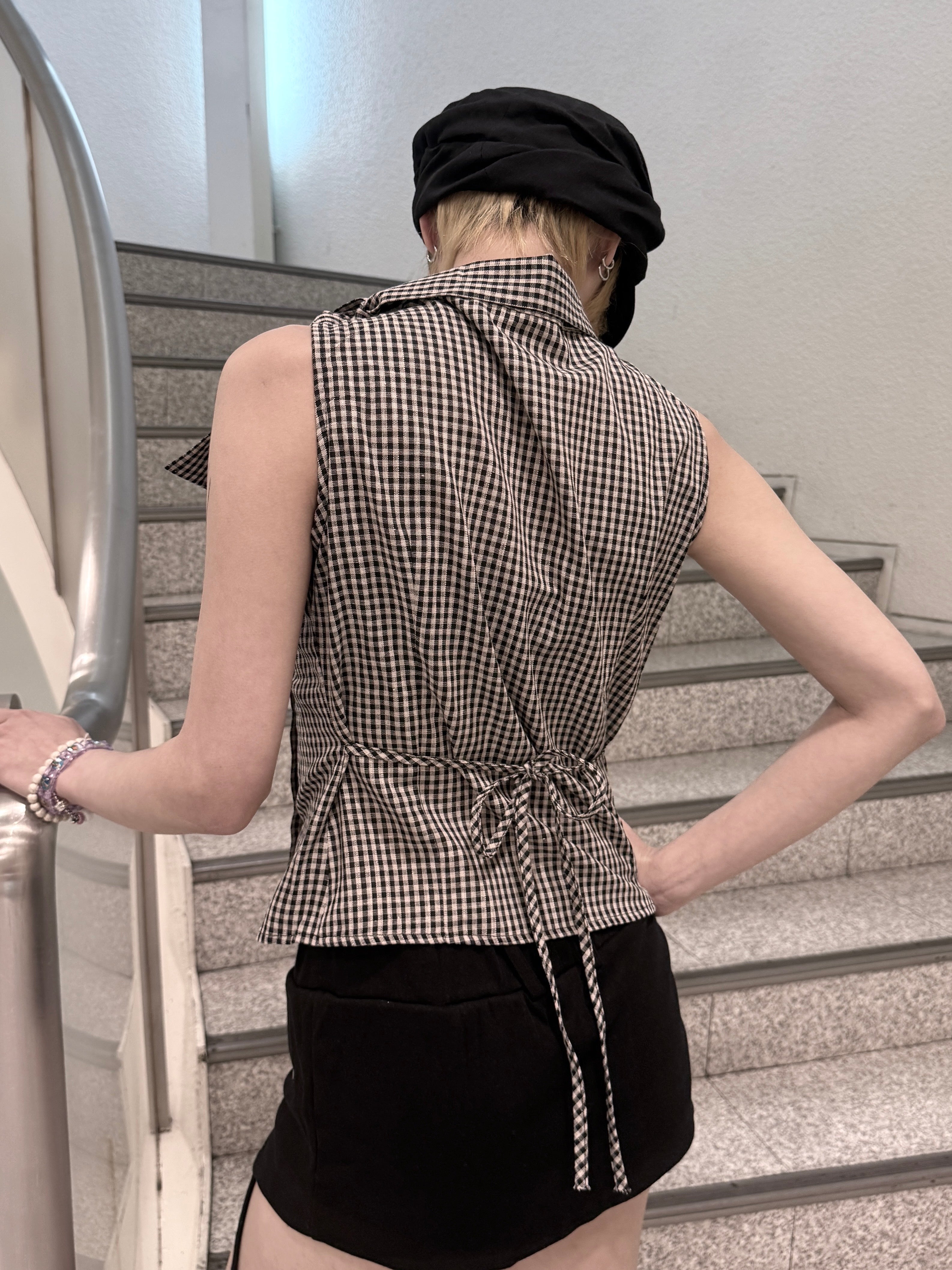 渋谷109店WEB限定受注制【nmtc+】Check Ribbon Tie Blouse