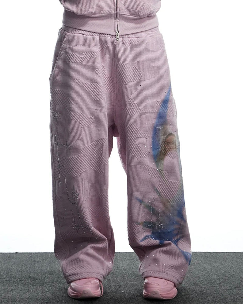 【DND4DES】Virgin Mary Rhinestone Double Waist Sweatpants