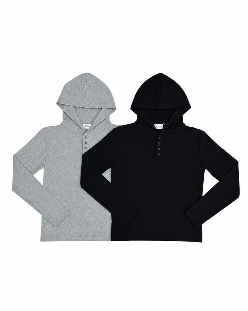 受注制【nmtc+】Henley neck hooded top (2color)