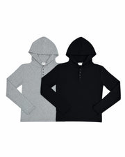 受注制【nmtc+】Henley neck hooded top (2color)