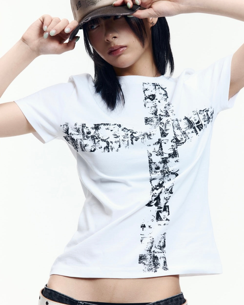 【AAKAM】Mosaic Cross Half Top