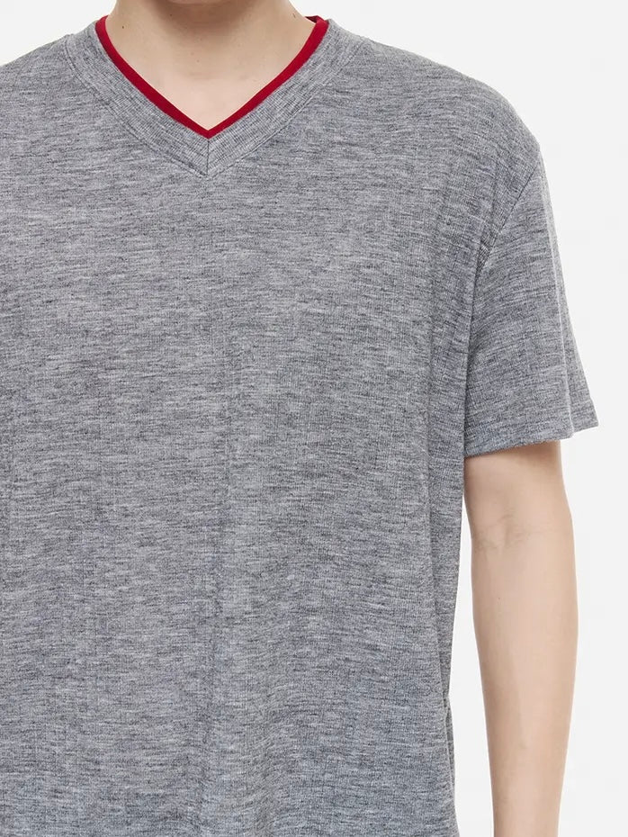 【DNSR】Layered V-Neck Half T-Shirt