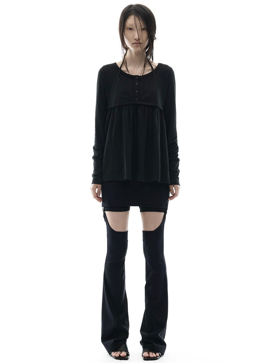 【OJOS】Layered Bra Flare Top