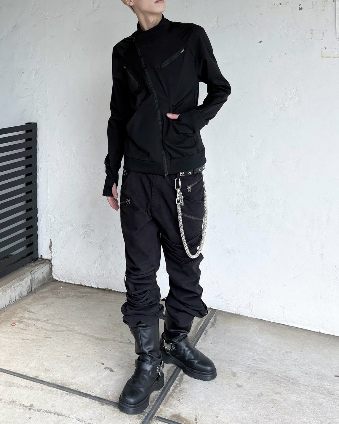 受注制【nmtc+】Asymmetric pocket zip-up Slim Jacket