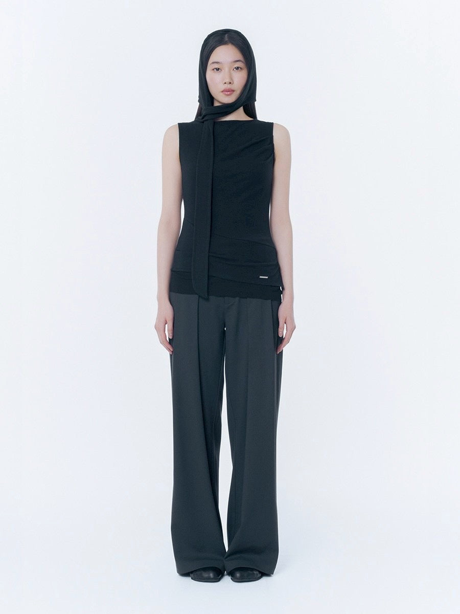 【Miseki seoul】Unbalanced sheer layered sleeveless