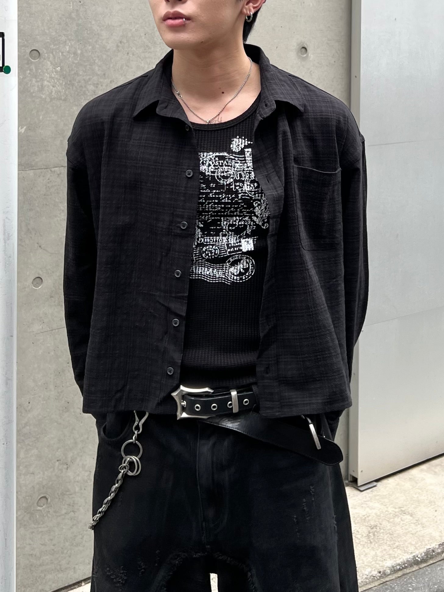 大阪店WEB限定受注制【Chikashitsu +】graphic waffle tank (2color)