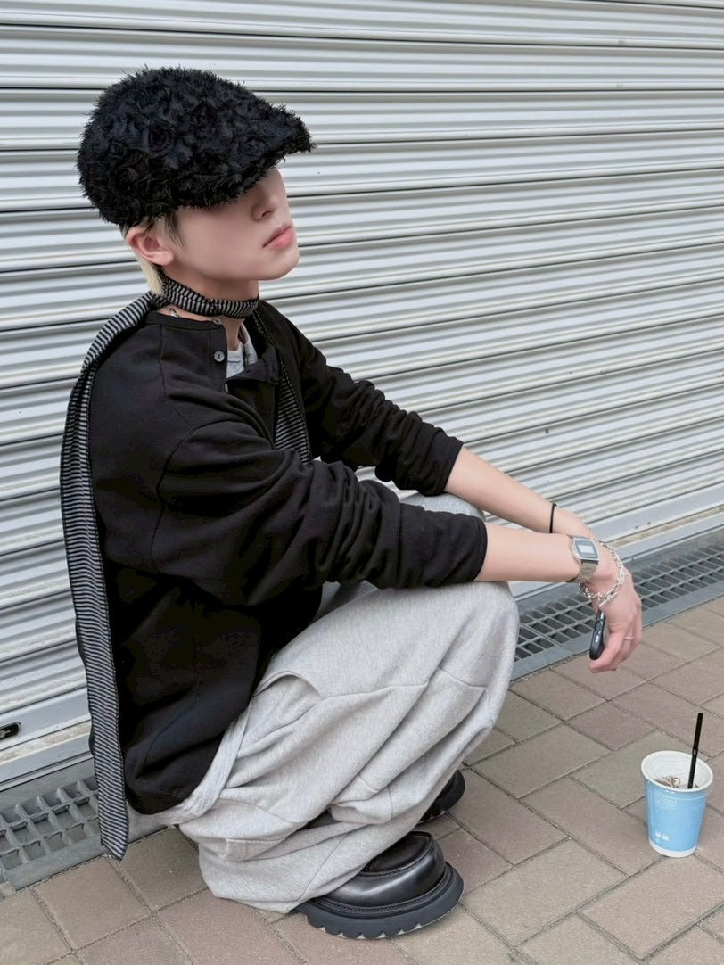 受注制【nmtc+】double button henley neck long sleeve (2color)