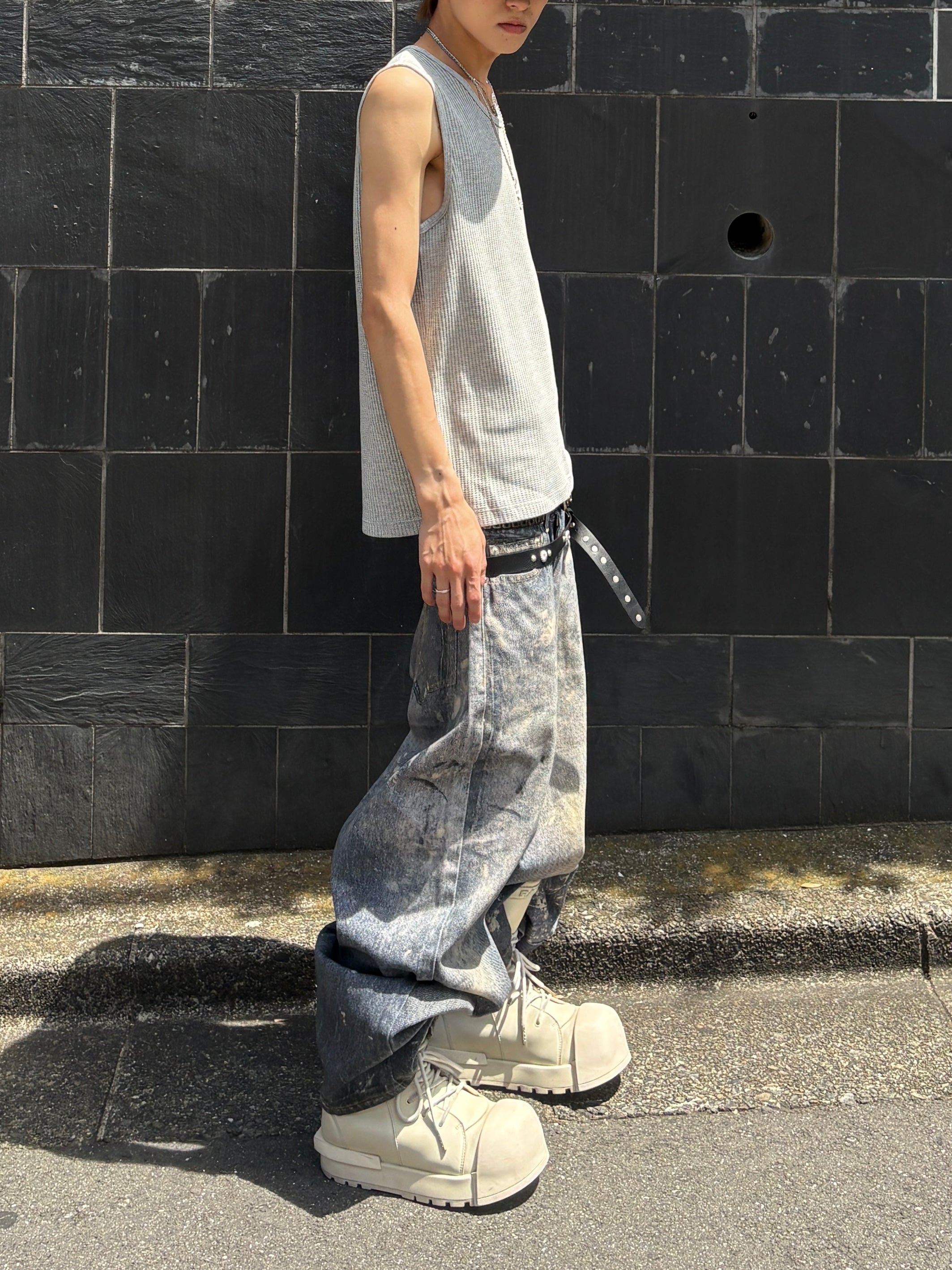 受注制【youll】Waffle tank top (3color)