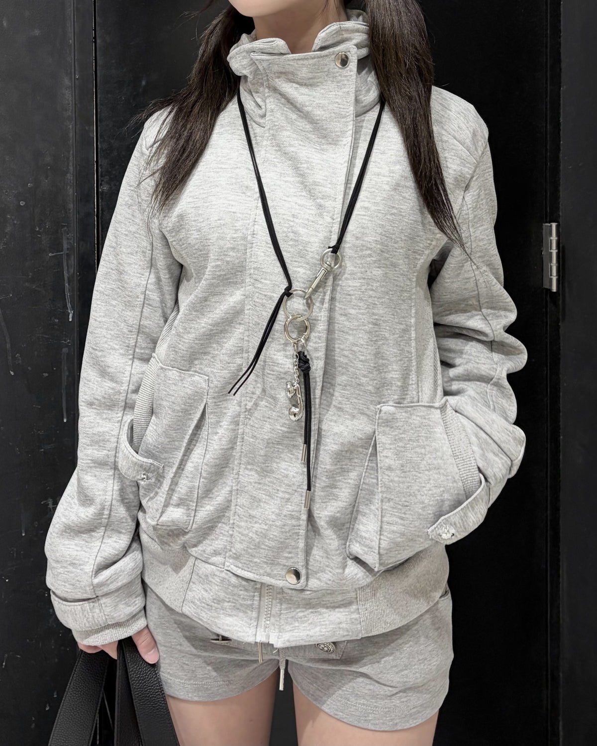 受注制【nmtc+】High neck cargo pocket zip jacket