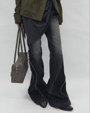【BLR BLUER】Crush Double Line Washing Denim Pants