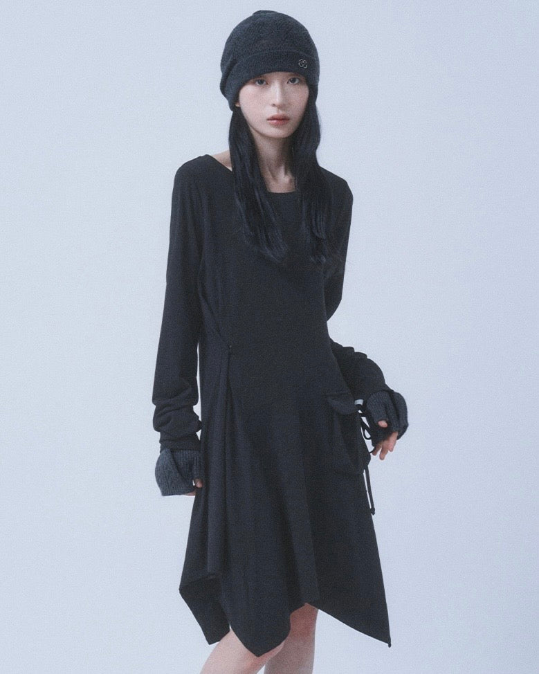 【TUOMIO】BOAT NECK JERSEY DRESS