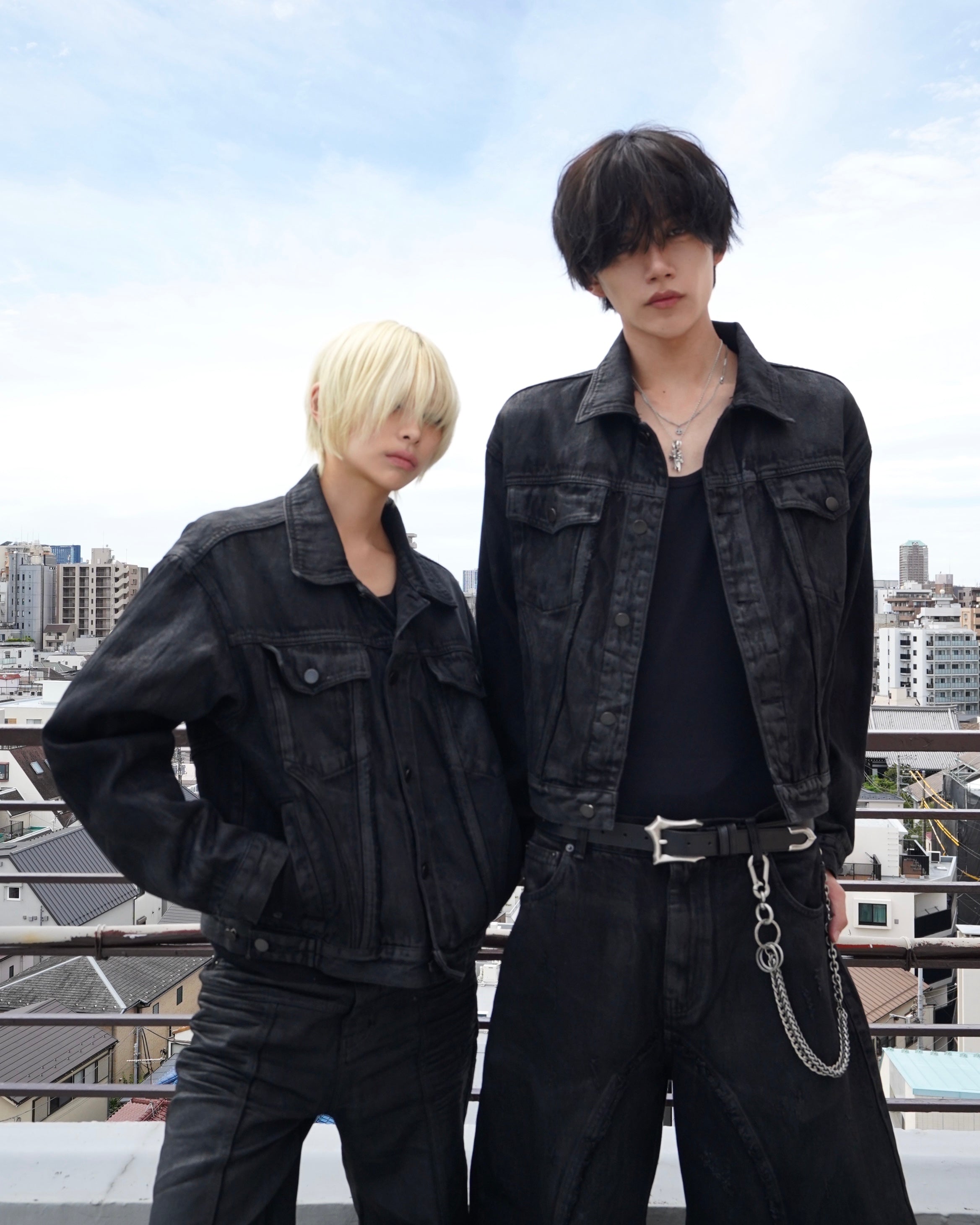 【CHIKASHITSU PLUS HIGH】Washed coating denim jacket