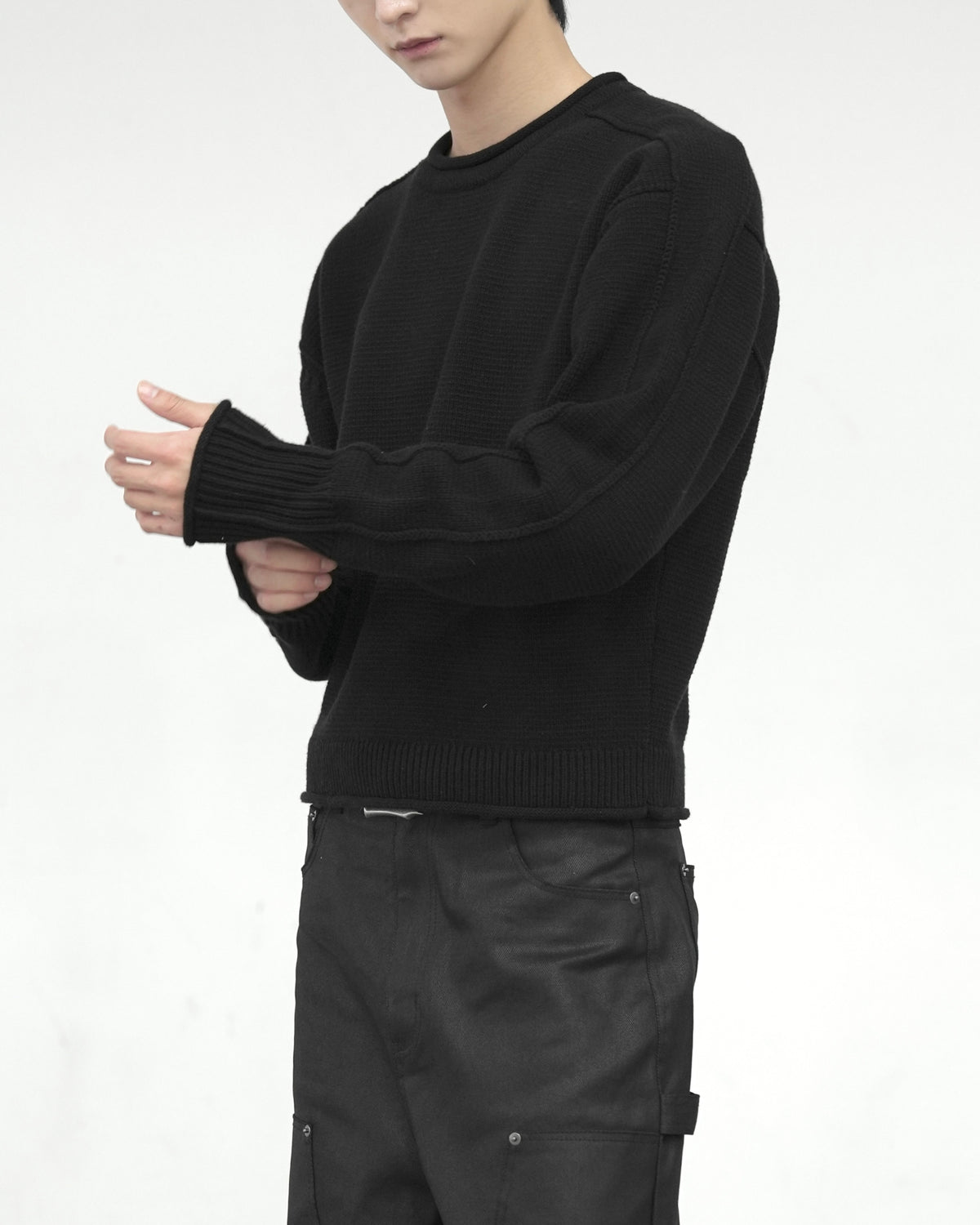 【CHIKASHITSU PLUS HIGH】Contour roll knit sweater (2color)