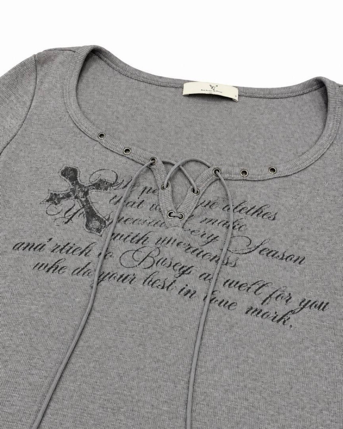 受注制【nmtc+】Lace Up Lettering Top (2color)