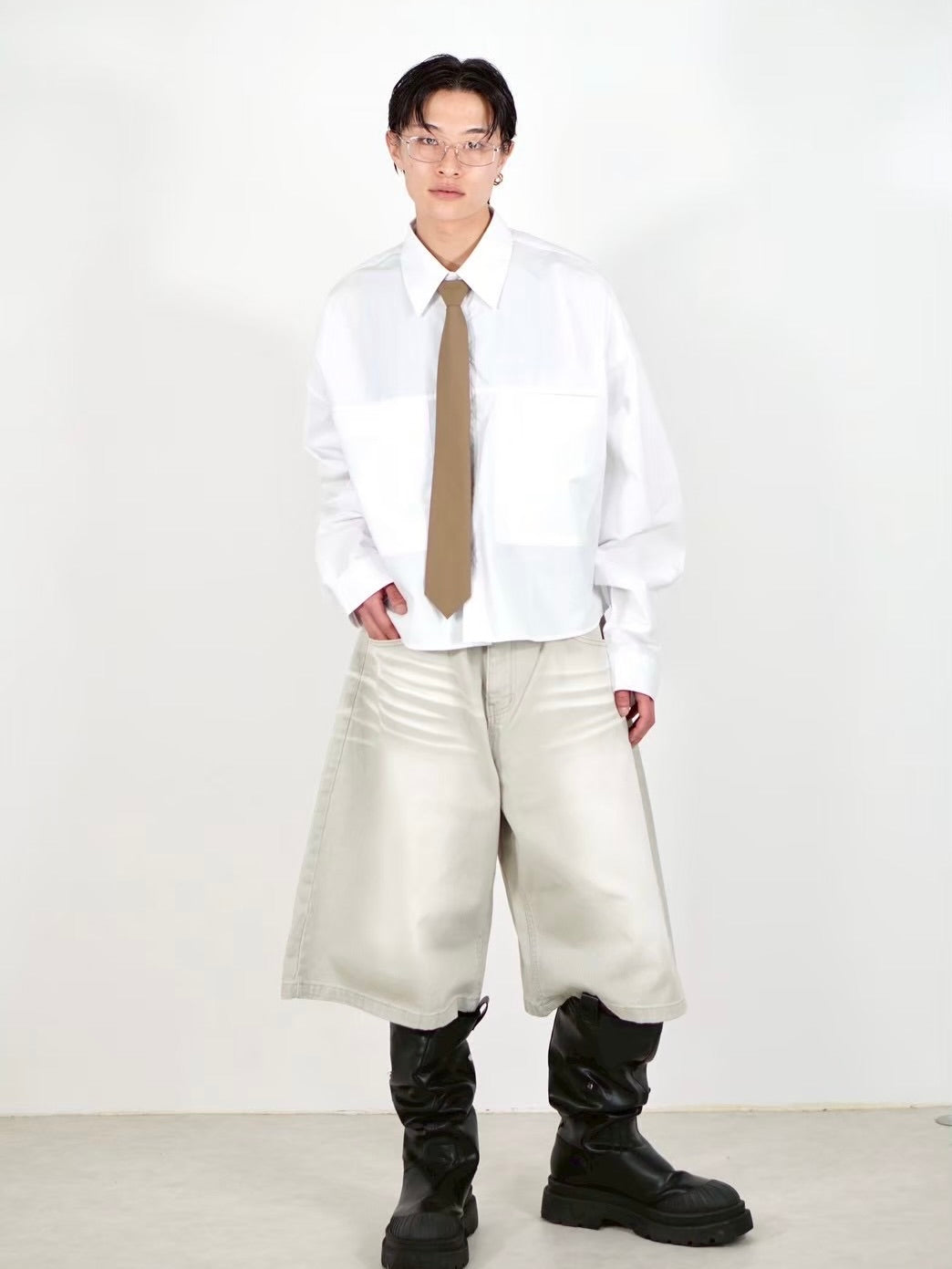 受注制【Chikashitsu +】8-length bermuda denim pants (2color)