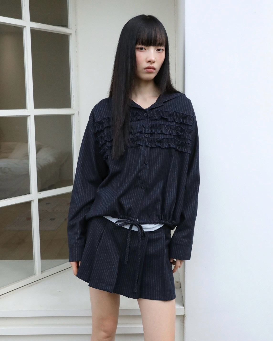 【Uglyshadow】STRIPE PLEATED PANTS
