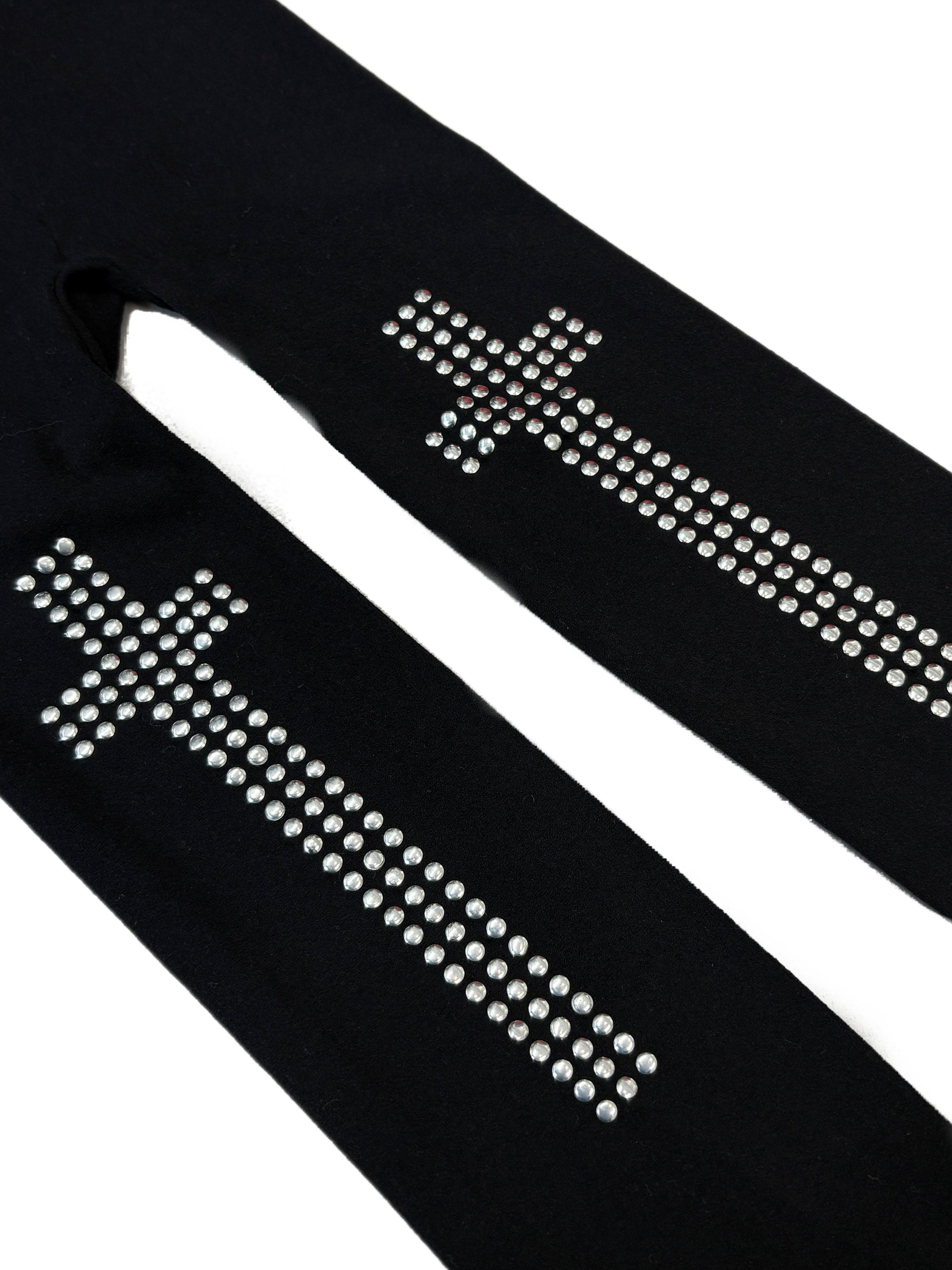 国際配送【Never mind the XU】Cross rhinestone tights