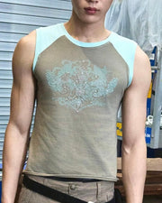 【LECYTO】Rhinestone Raglan Sleeveless