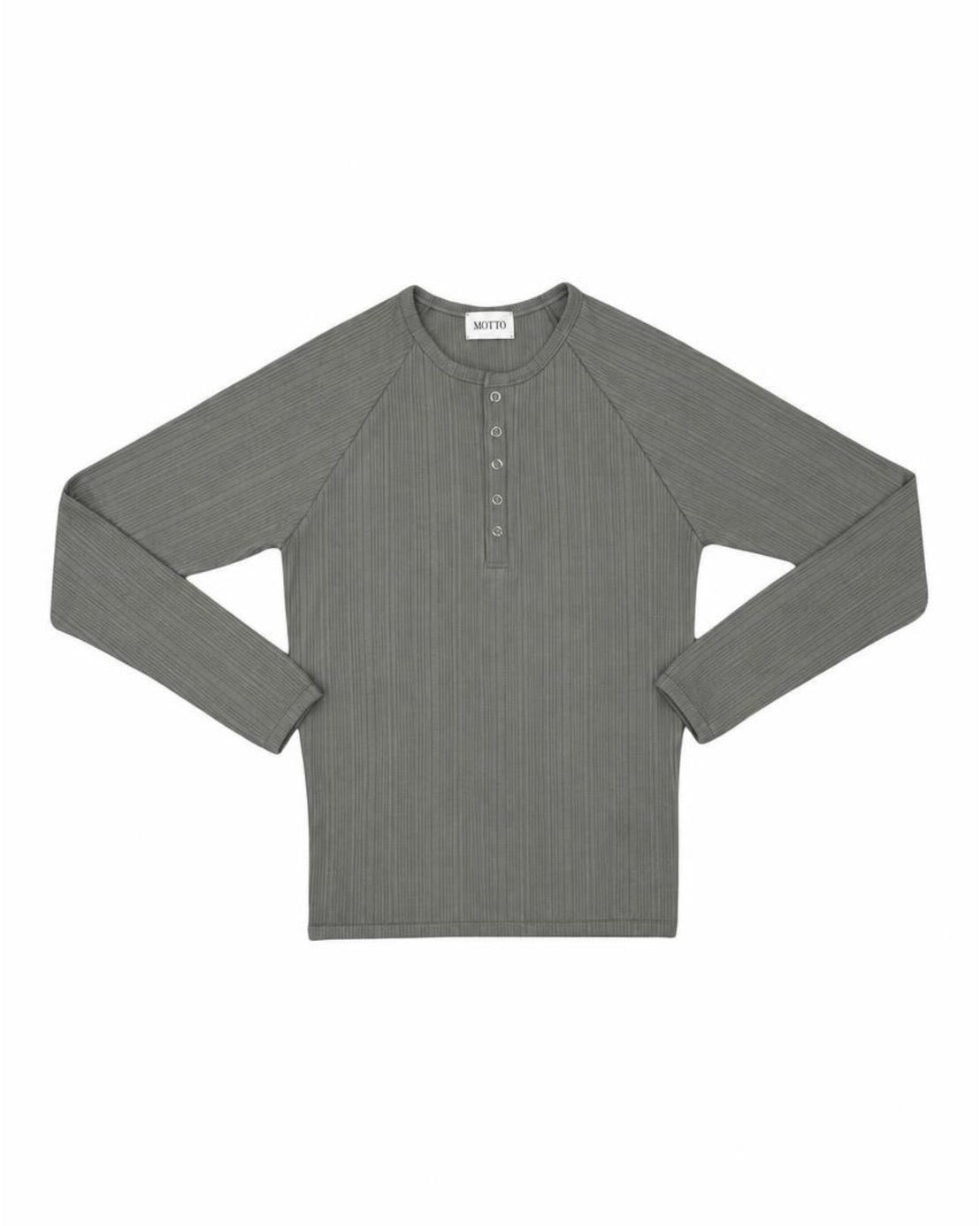 受注制【nmtc+】Snap henley neck ribbed slim top (4color)