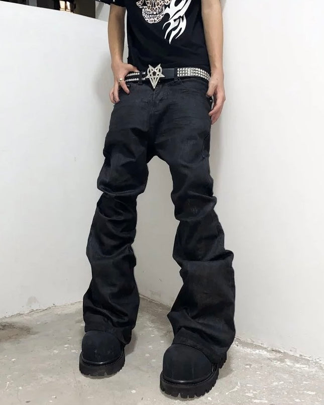 【LOWKEY CLUB】FLARED COATED JEANS