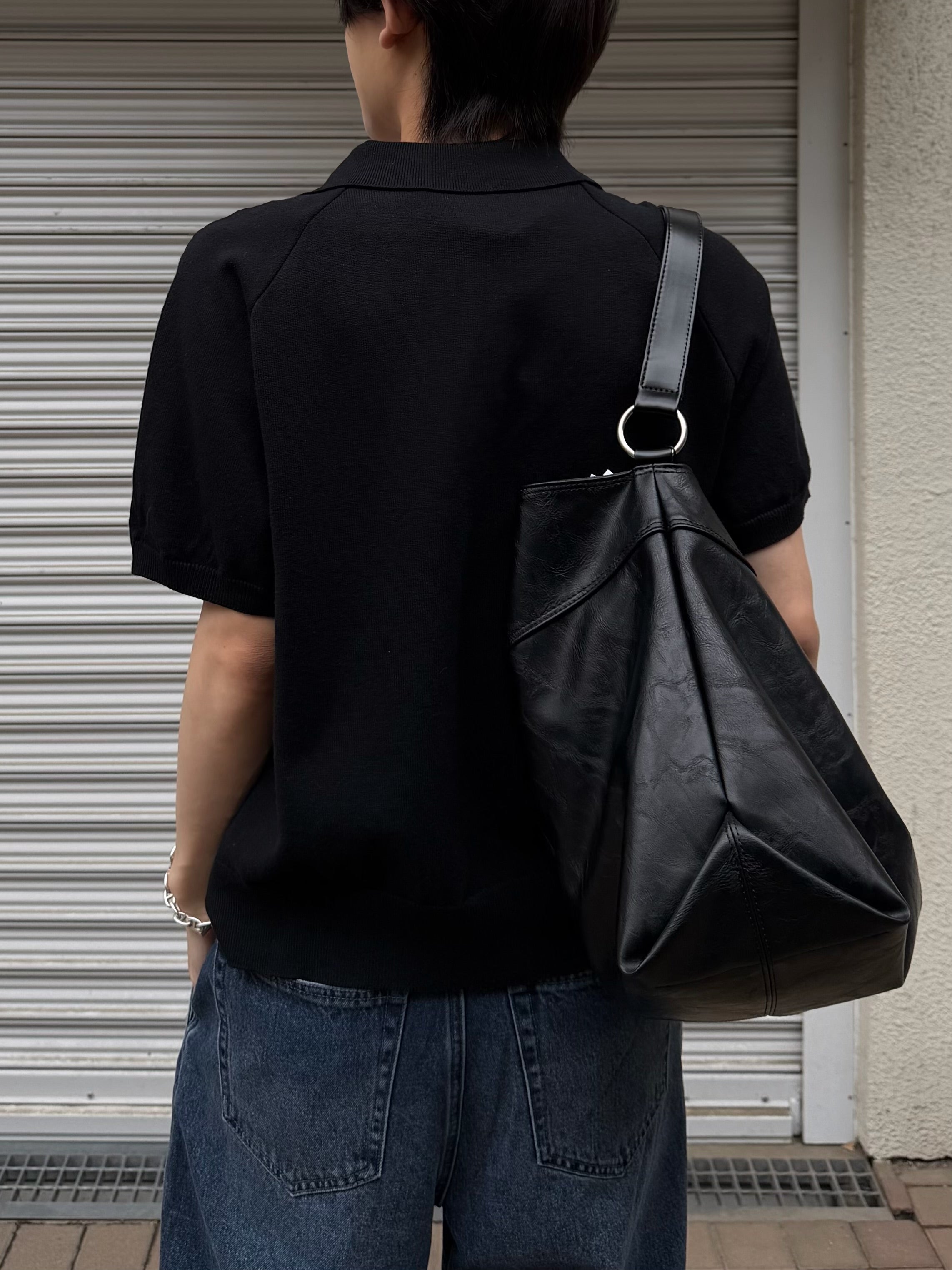 東京店WEB限定受注制【Chikashitsu +】cropped knit poloshirt (3color)