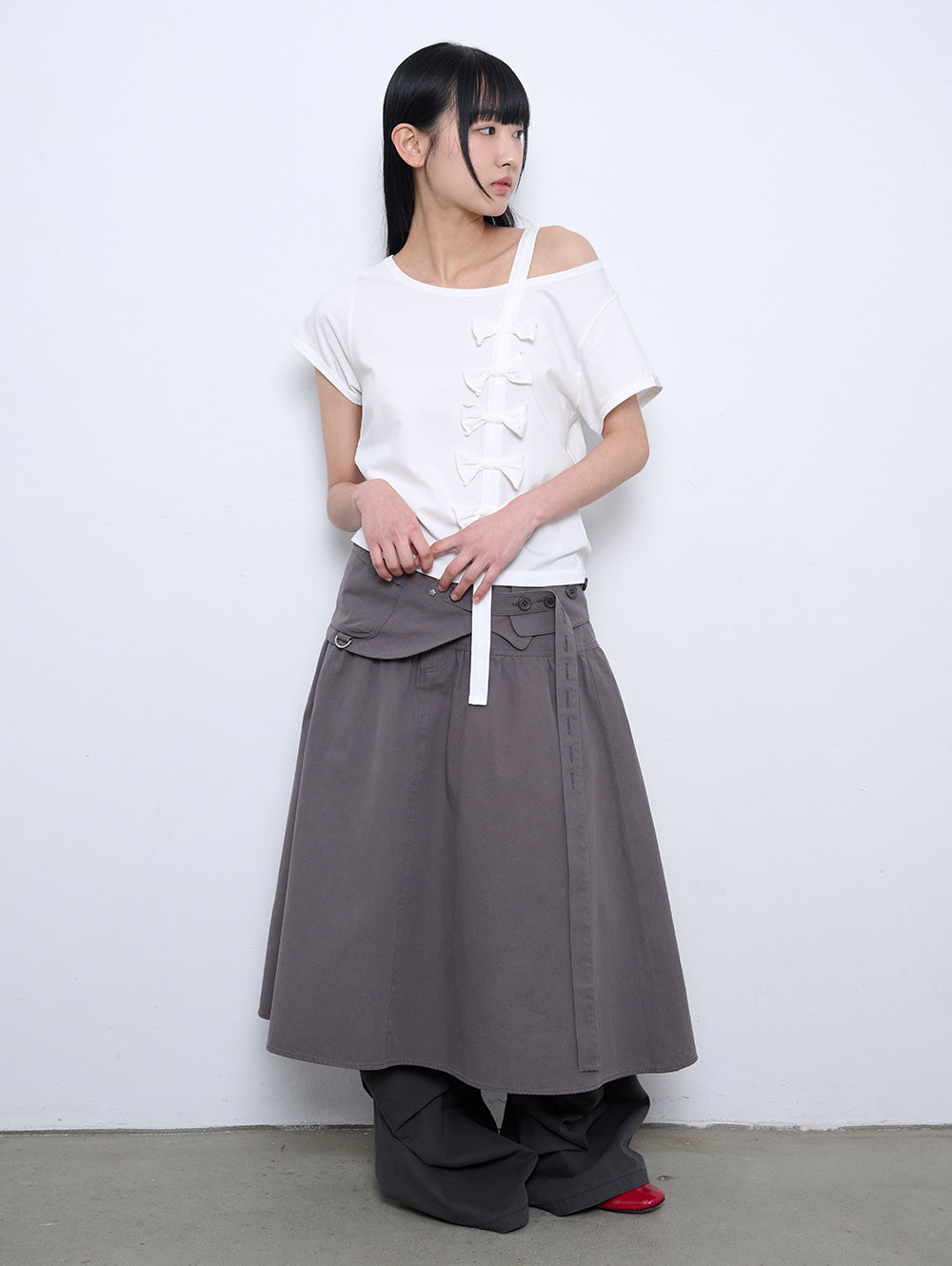 6/8 21:00発売【TUOMIO】WASHED BELT BAG SKIRT