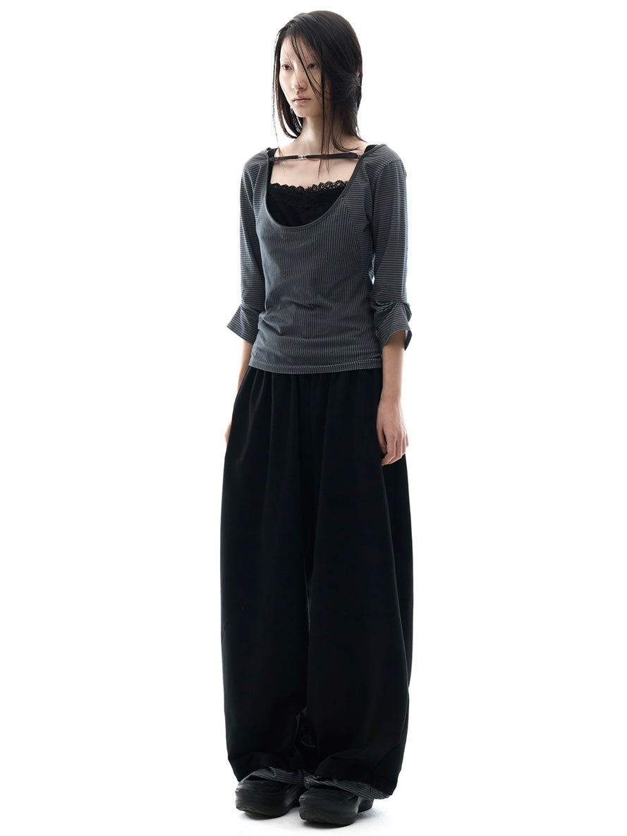 【OJOS】Hotfix Logo Wide Sweatpants