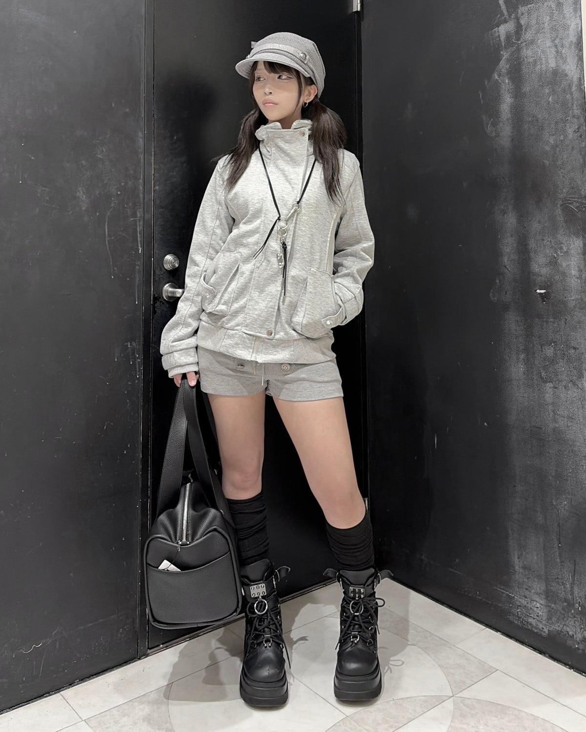 受注制【nmtc+】High neck cargo pocket zip jacket